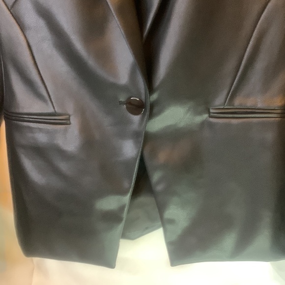 NWT Express size XS VEGAN LEATHER single button black jacket / blazer - Picture 3 of 14